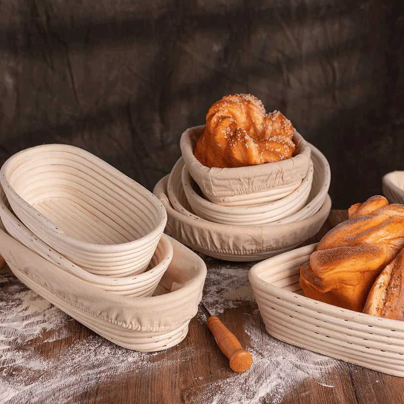 Oval Bread Proofing Basket, Handmade Sourdough Bread Baking Supplies, Banneton Bread Proofing Basket Brotform with Proofing Cloth Liner for Sourdough Bread, Baking