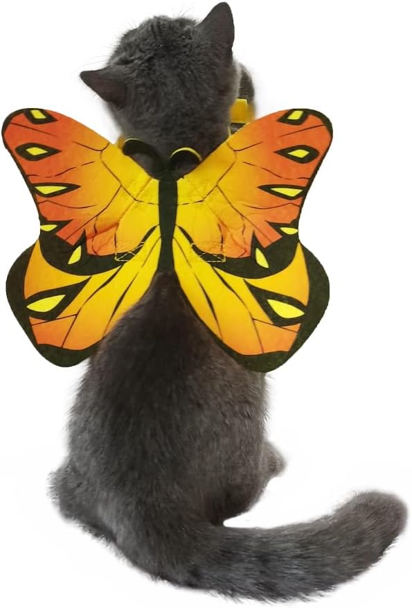 Pet Cat Bat Wings for Halloween Party Decoration, Puppy Collar Leads Cosplay Bat Costume,Cute Puppy Cat Dress Up Accessories