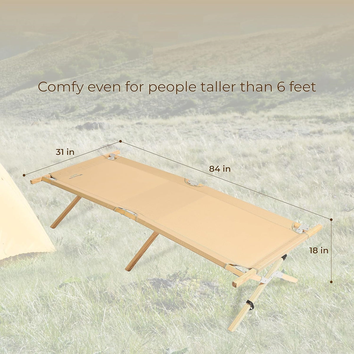 Heritage Cot, Folding Camping Cot, 375 lbs Capacity