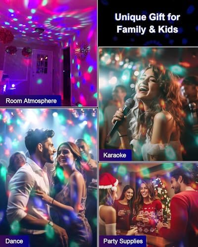 Activated Party Lights with Remote DJ Lighting, Disco Ball Strobe Stage Light for Home Room Dance Parties Birthday Karaoke Stocking Stuffers New Years Eve Halloween Christmas Decorations