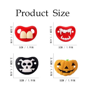 Funny Pacifier for Baby 0-18 Months Baby Halloween Pumpkin Skeleton Vampires Pacifiers Halloween Gifts for Babies BPA Free (4 Packs)