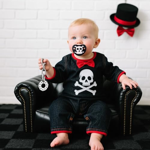 Funny Pacifier for Baby 0-18 Months Baby Halloween Pumpkin Skeleton Vampires Pacifiers Halloween Gifts for Babies BPA Free (4 Packs)