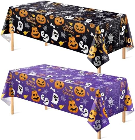 Halloween Decorations - Disposable Plastic Halloween Tablecloth | Halloween Party Decorations Favors Supplies for Table Decor Indoor Outdoor Backdrop Banner,2 Pack