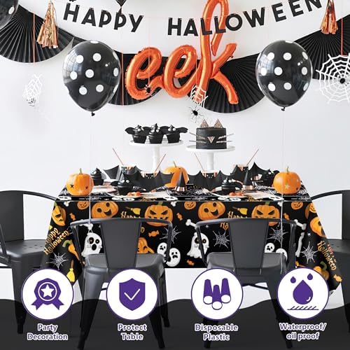 Halloween Decorations - Disposable Plastic Halloween Tablecloth | Halloween Party Decorations Favors Supplies for Table Decor Indoor Outdoor Backdrop Banner,2 Pack
