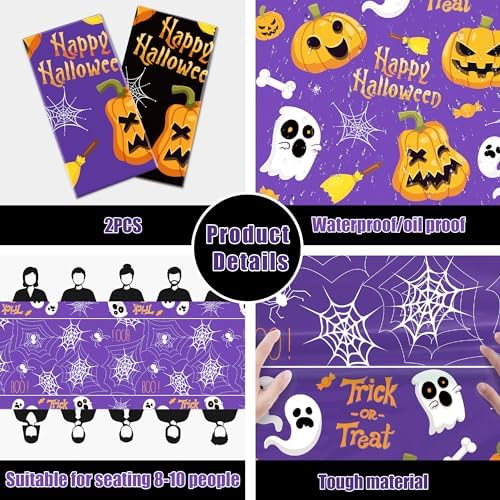 Halloween Decorations - Disposable Plastic Halloween Tablecloth | Halloween Party Decorations Favors Supplies for Table Decor Indoor Outdoor Backdrop Banner,2 Pack