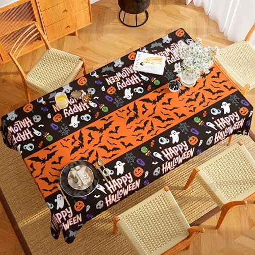 Halloween Decorations - 2 Pack Plastic Tablecloth for Halloween Party Decorations | Skeletons Bats Ghosts Pumpkin Table Decor for Outdoor Indoor Party Favors Supplies Backdrop Banner