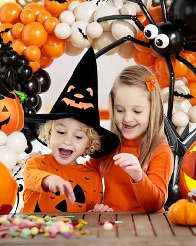 Halloween Balloon Arch Garland Kit with Black Orange Sand White Balloons