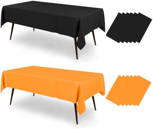 12 Packs Disposable Plastic Halloween Table Cloth Black and Orange