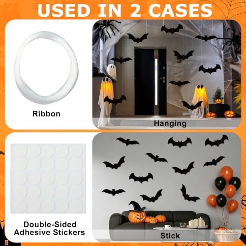 18 PCS Hanging Bats Halloween Decorations Large Spooky Flying Bats Outdoor Yard Decor 3 Size Plastic Realistic Hanging Bat for Halloween Party Porch Yard Lawn Tree Indoor Outdoor Home Decoration