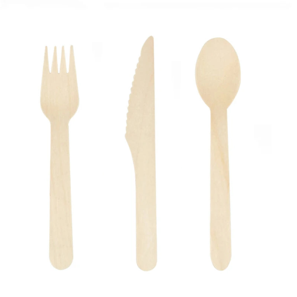 100% Compostable Cutlery Set - Wooden Compostable Utensils - Disposable Wooden Cutlery, Eco Friendly Forks And Spoons Disposable Cutlery Set Party Utensils (Copy)