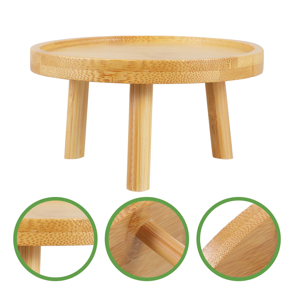 Mini Wooden Stool Flower Display Stand, Potted Plant Shelf Succulents Bonsai Rack, Vintage Wood Grain Garden Plant Pot Riser Stand for Indoor Outdoor Office Dining Room Decor