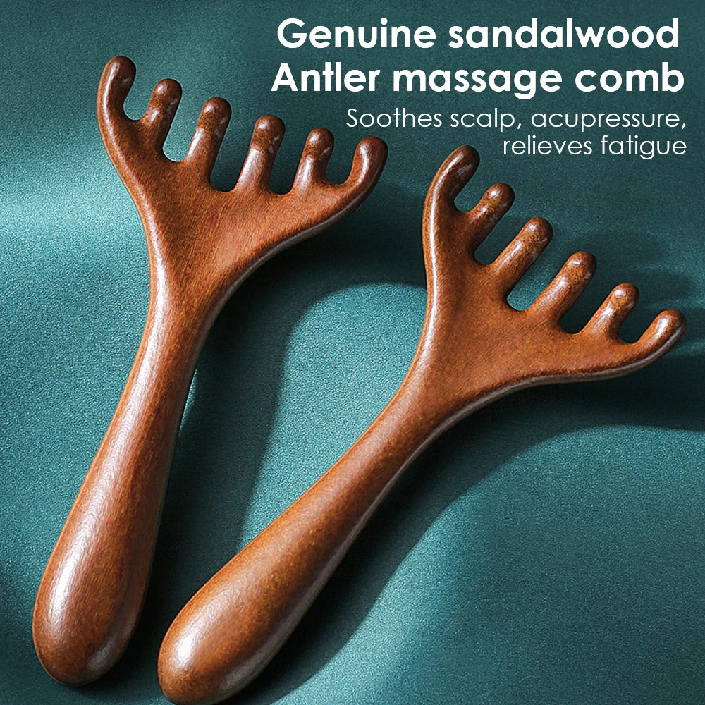 6 Claws Wood Scalp Massager, Sandalwood Gua Sha Comb, Head Scalp Scratcher Massage Tool for Deep Relaxation & Stress Reductio Gifts