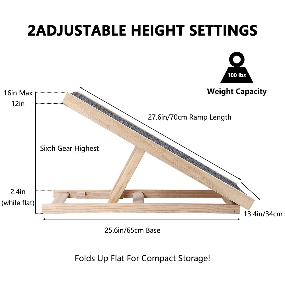 Small Dog Ramp for Couch Bed Car Folding Portable Pet Ramp for Cats Adjustable Height
