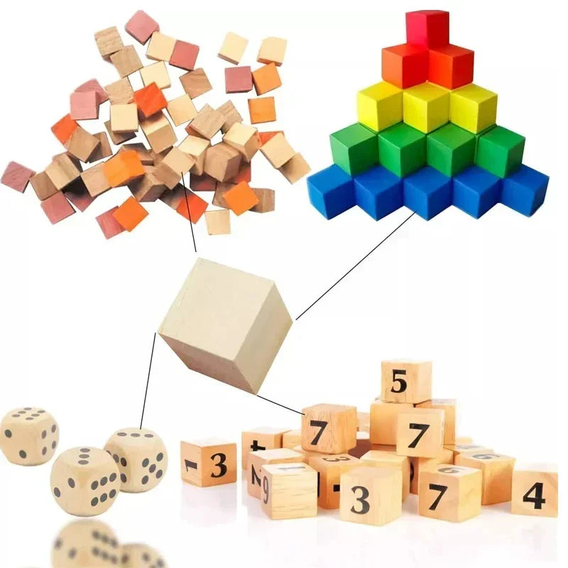 100pcs 20mm Solid Smooth Unfinished Wood Cubes, Blank Wooden Blocks for DIY Crafts, Creating Unique Puzzle Making Piece