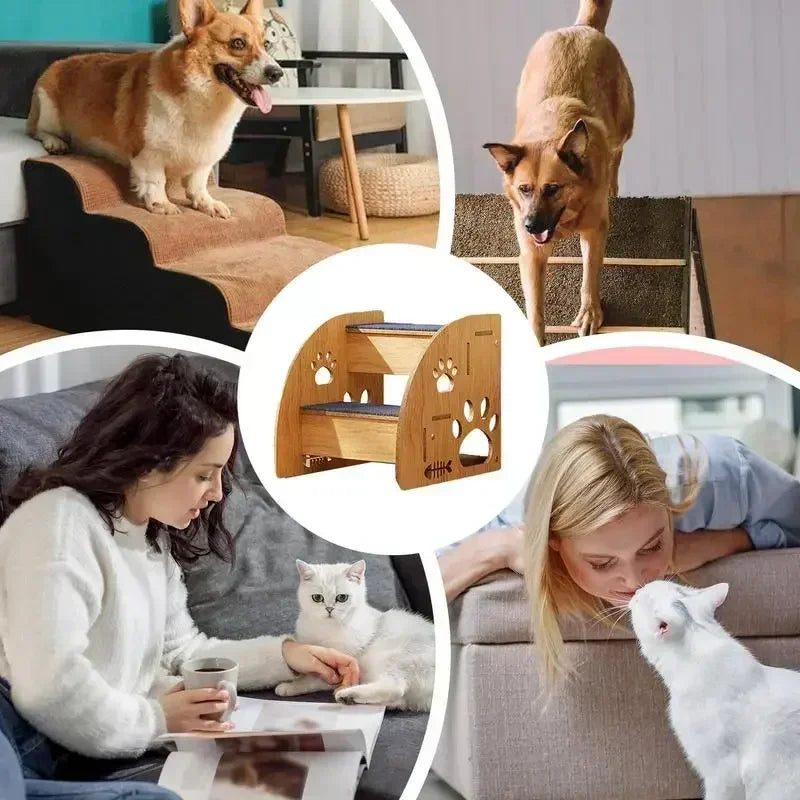 Pet Stairs For Bed Dog Steps Pet Stairs Dog Ramp High Bed Climbing Dog Bed Steps Non-Slip Wooden Dog Stairs For (Copy)