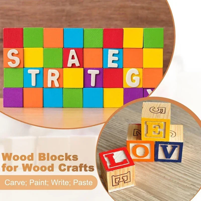 25mm 100pcs Solid Smooth Unfinished Wood Cubes, Blank Wooden Blocks for DIY Crafts, Creating Unique Puzzle Making Piece (Copy)
