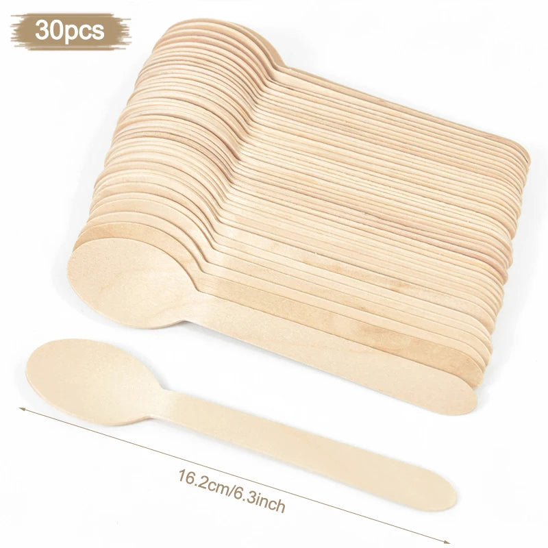 100% Compostable Cutlery Set - Wooden Compostable Utensils - Disposable Wooden Cutlery, Eco Friendly Forks And Spoons Disposable Cutlery Set Party Utensils (Copy)