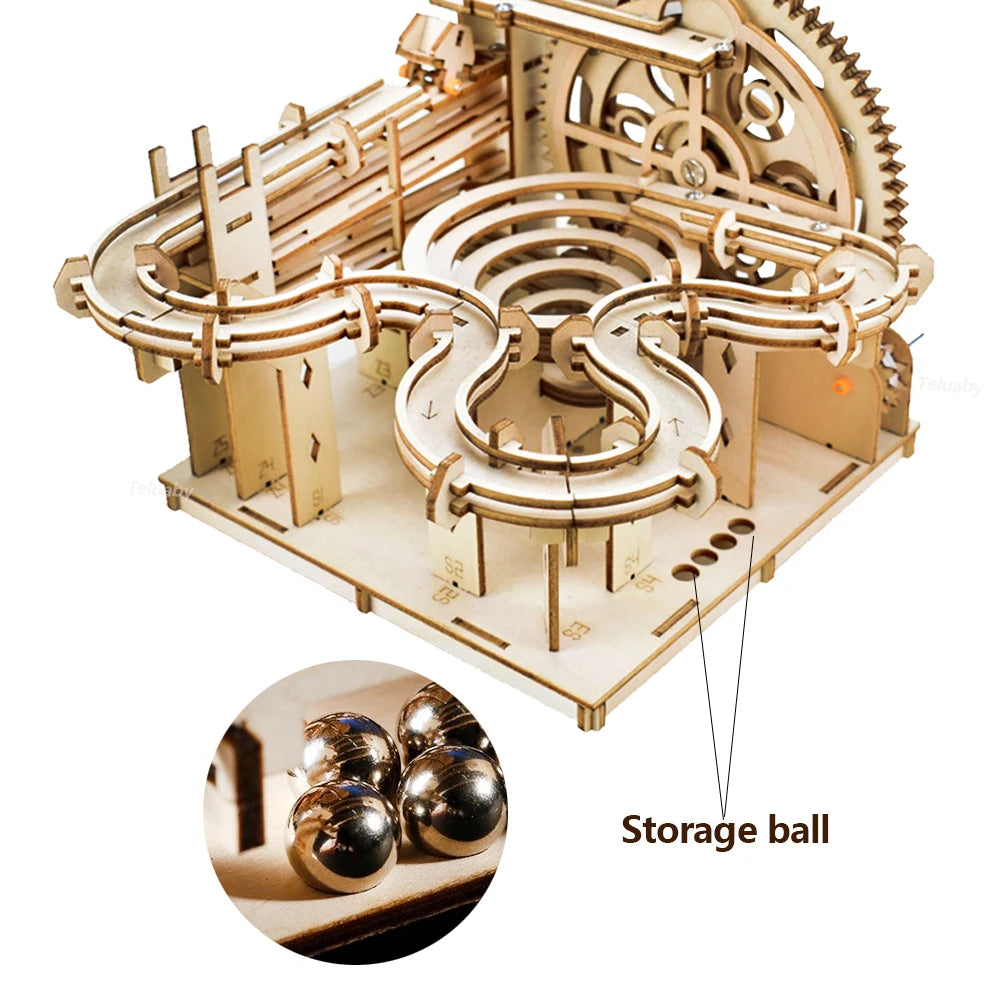 3D Puzzle Wooden Marble Run for Adults DIY Model Kit Assembly Wood Crafts Mechanical Puzzle for Teen Age 14+ Years Old