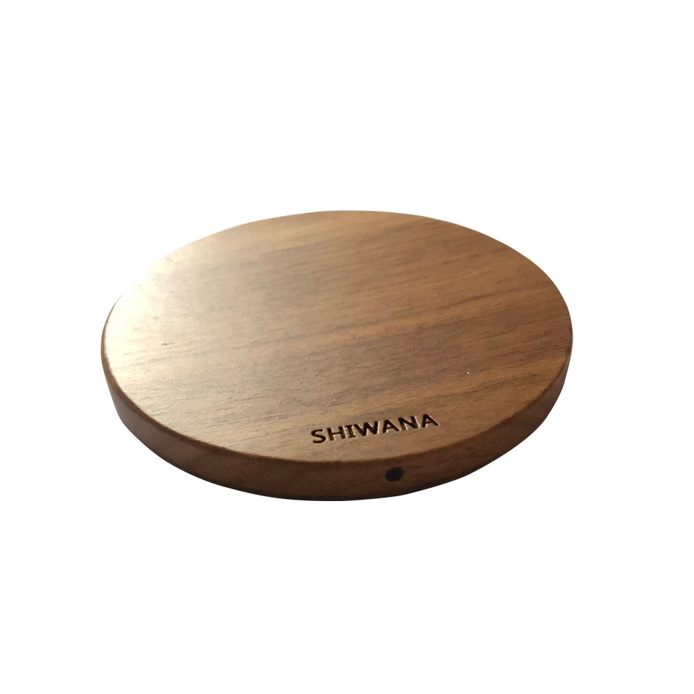 Wireless Charger Pad Bamboo Wood Cell Phone Wireless Chargers 10W Power Fast Charging Station with Charging Cable for Home Office