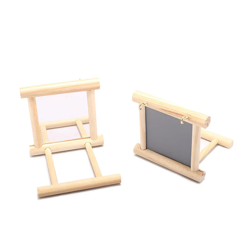 Bird Mirror Wooden Hanging Swing Interactive Play Toys for Small Parrot Budgies Macaw African Grey Parakeet Cockatiel Conure Lovebird Cage Accessories