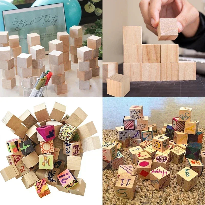 25mm 100pcs Solid Smooth Unfinished Wood Cubes, Blank Wooden Blocks for DIY Crafts, Creating Unique Puzzle Making Piece (Copy)