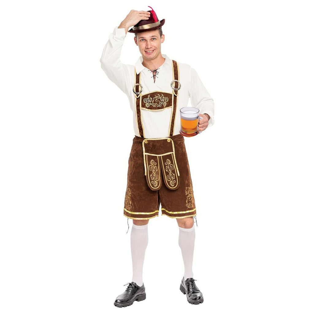 Creations Lederhosen Men Oktoberfest Outfit Costume, Halloween German Bavarian Costume for Adults Beer Festival