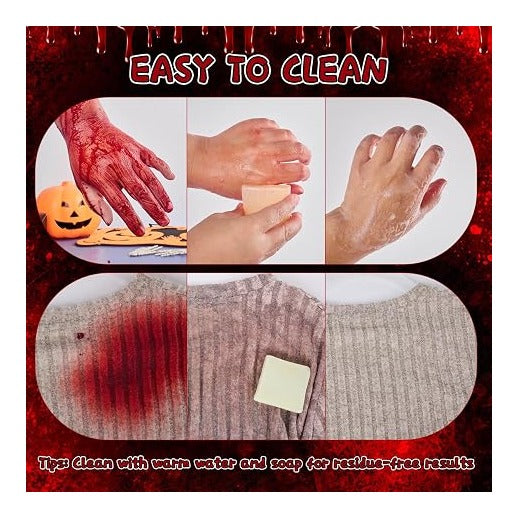 3PCS Halloween Fake Blood Makeup Kit, Fake Blood Dripping 2.03oz + Spray 2.03oz + Coagulated 1.35oz, Realistic Washable Fake Blood for Zombie Monster Mouth Clothes Vampire Cosplay & Dress Up