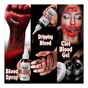 Fake Blood Spray, 6 Pcs Stage Blood Kit for Halloween Makeup, Fake Scars