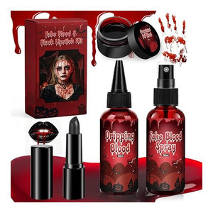 4PCS Halloween Fake Blood Kit Cosplay Vampire Makeup Accessories